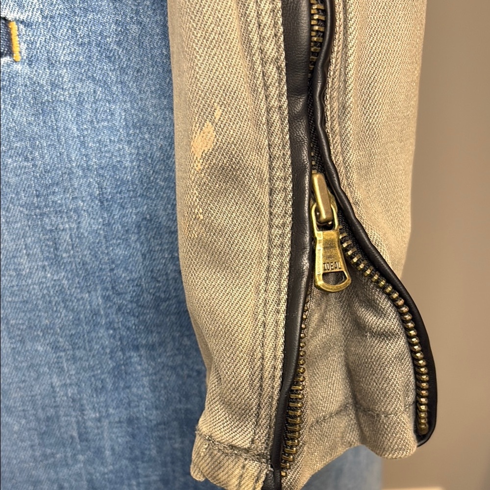 Blank NYC Olive Grey and Black Moto Jacket with Fitted Silhouette - Picture 11 of 16
